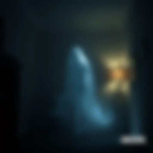 A translucent figure resembling a shadow appears in a dimly lit room, capturing a paranormal moment.