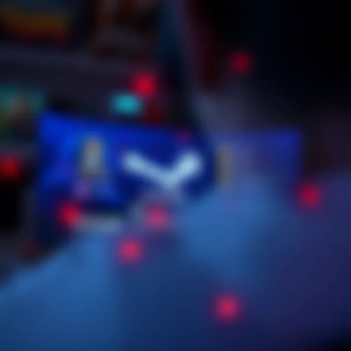 A graphic showing a Steam profile with AI-generated reviews and fake achievements, highlighting the fraudulent nature of the account.