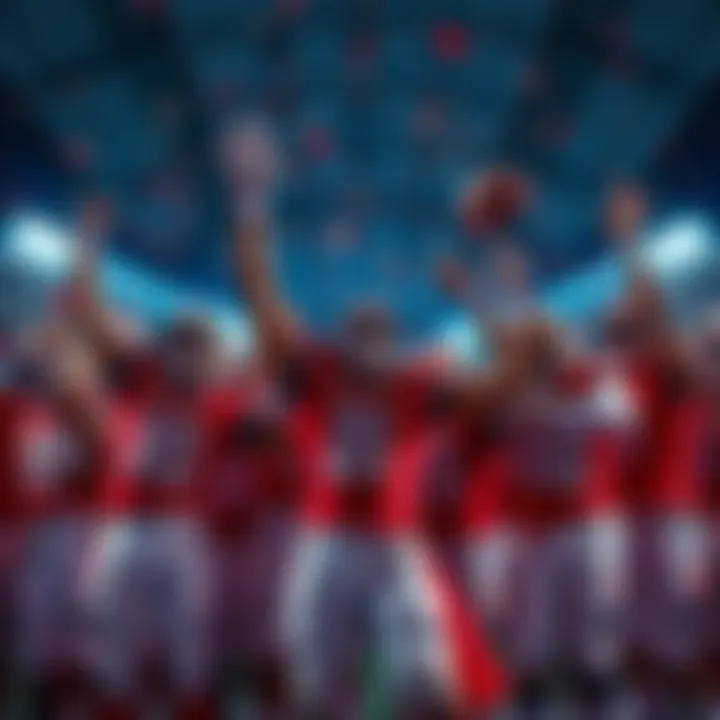 Falcons Team Celebration The Falcons celebrate their automatic qualification to defend their title at EWC with cheers and teamwork.