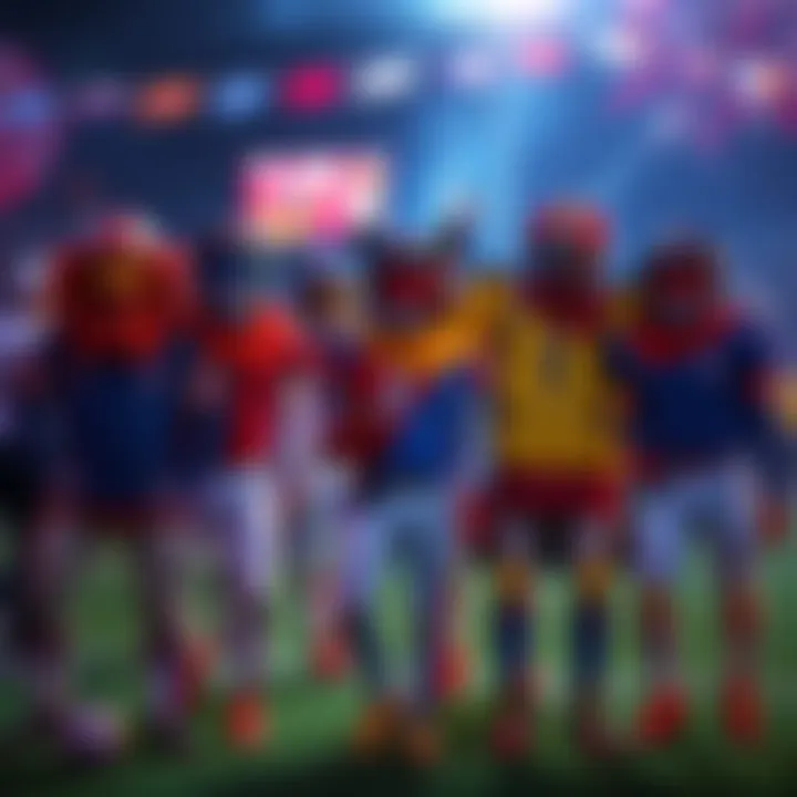 Group of Fall Guys characters wearing unique non-Disney costumes for Independence Day event