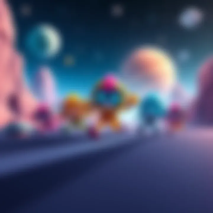 Colorful Fall Guys characters run through the Starchart and Cosmic Highway levels set in space, featuring planets and stars in the background.