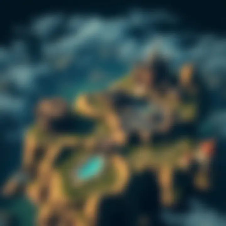 A top-down view of the new Fallen Refuge map featuring various terrains and structures, showcasing its unique layout.