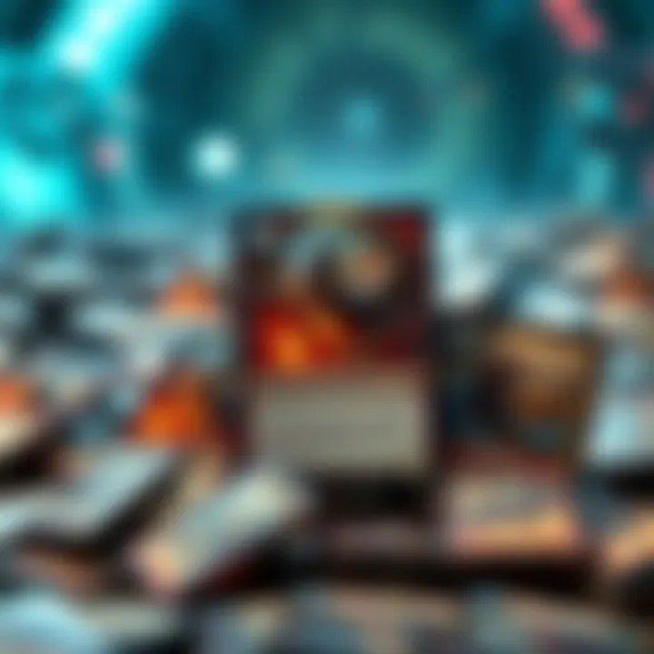 A collection of once-powerful trading cards like Azure Drake and Bonemare displayed with faded edges, symbolizing their decline in popularity.