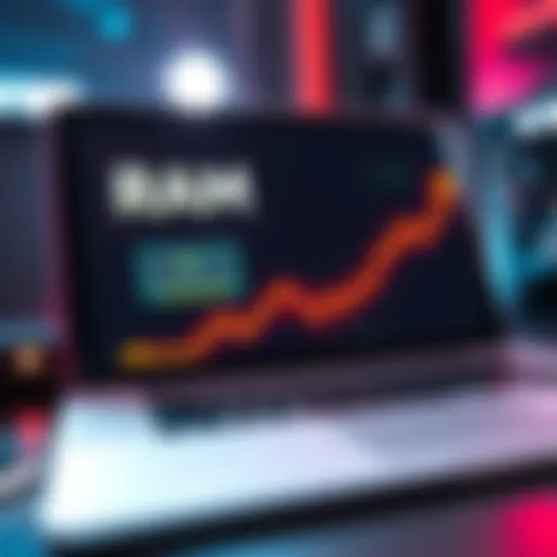 A graphic showing a downward trend line representing falling RAM prices with a laptop in the background
