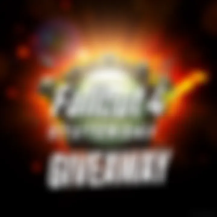 A vibrant graphic featuring the Fallout 4 logo with game elements and a text announcing a giveaway