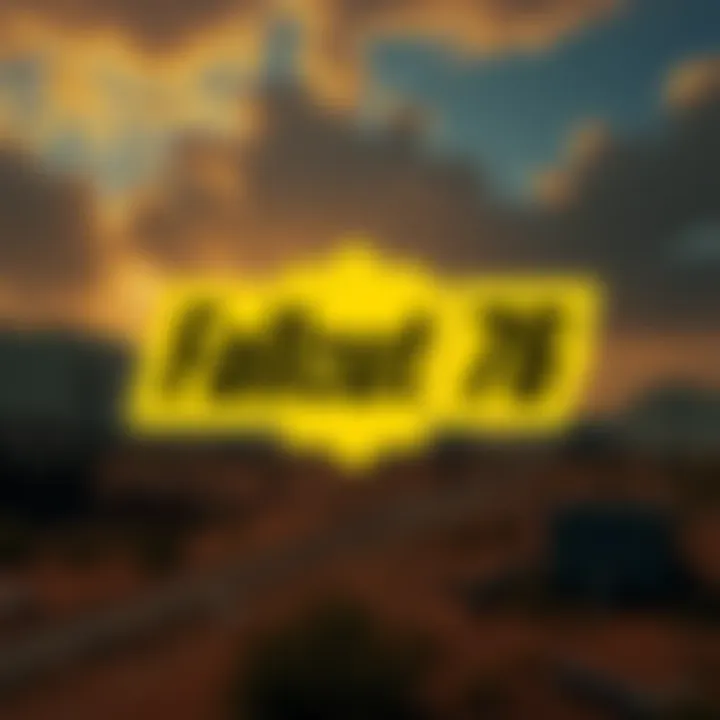 Fallout 76 logo displayed on a PS5 and Xbox Series X/S with a background of a post-apocalyptic landscape