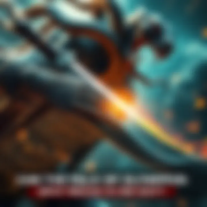 The Falx of Olympus, a curved mythical blade, poised to strike against Medusa, who has snakes for hair and a fierce gaze.