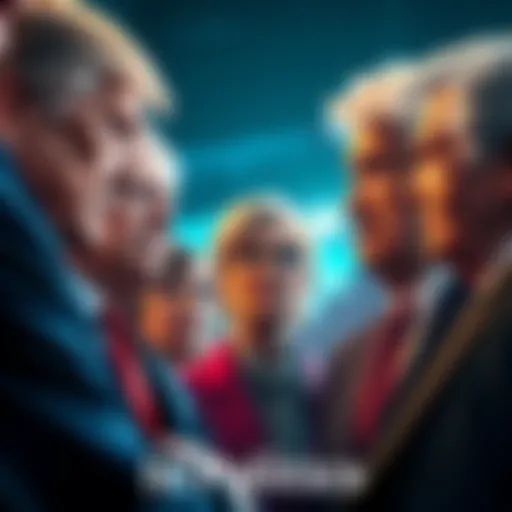 A group of familiar political figures engaging in conversation, reflecting nostalgia and influence in today's political scene.