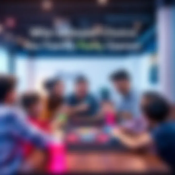 A family gathered around a Steam Deck playing party games, smiling and having fun together.