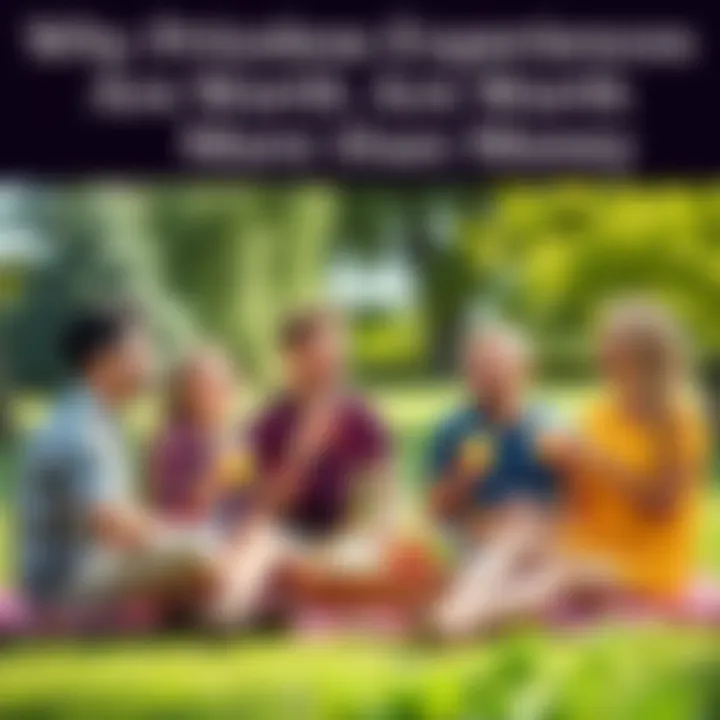 A family of four laughing and sharing food during a sunny picnic in a green park