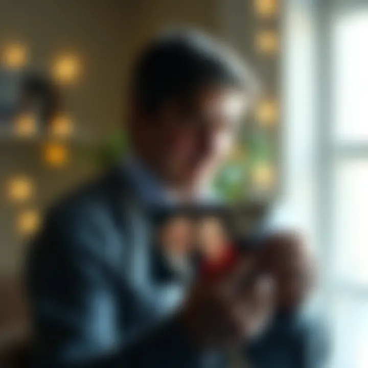 A person holding a photo of a loved one, reflecting on family memories and loss, with a warm glow of light around them.
