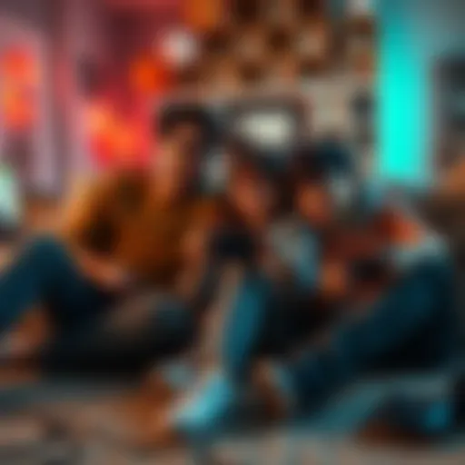 Family Gaming Time A family sitting together with a game console, balancing gaming and family activities