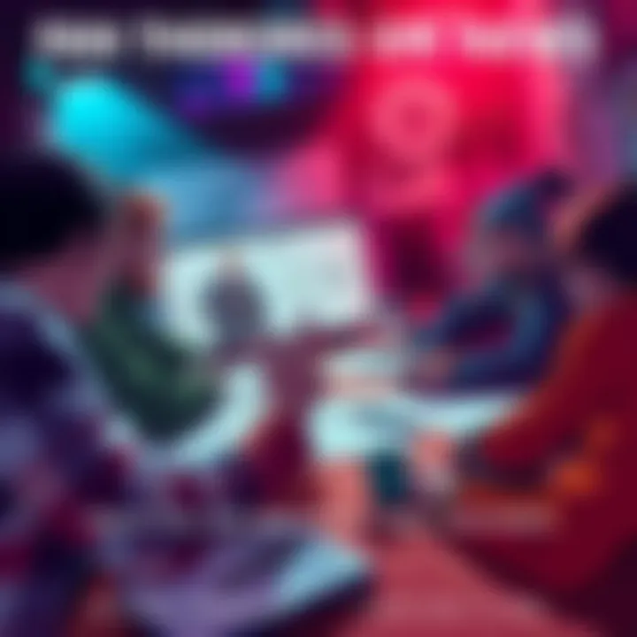 Fans discussing theories about game characters around a table, with notes and sketches of Mr. Giggins and Frey