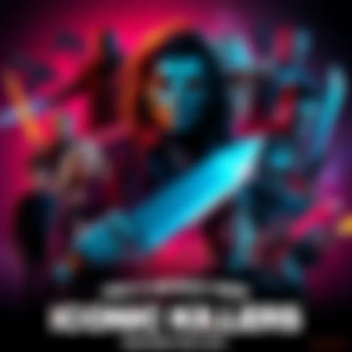 A collage featuring classic horror movie killers, highlighted in a vibrant fan art style, showcasing their distinct looks and weapons, sparking discussion among fans.