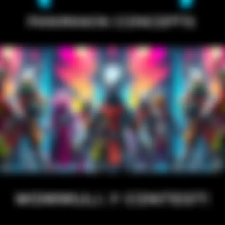 A collection of creative skin designs created by fans, showcasing colorful and unique styles for characters, with various themes and artistic designs.