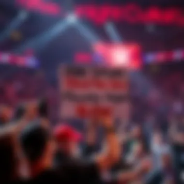 A fan holding a humorous sign during WWE Monday Night Raw, with the crowd cheering in the background.