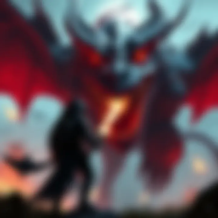 A player in Mandragora faces off against the Fang boss, showcasing intense combat and dramatic visuals.