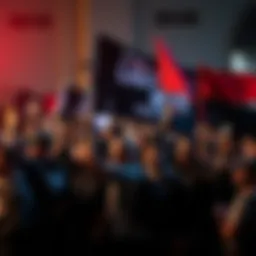 A group of enthusiastic fans holding banners and gaming gear, rallying together to support the revival of the online game 'The Last of Us'.
