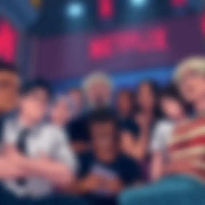 A group of fans discussing their opinions on the Netflix DMC anime series, showing a mix of frustration and excitement, with some wearing Castlevania merchandise.