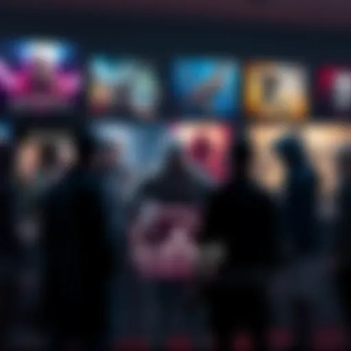 Group of gamers engaging in conversation about a remake of Assassin's Creed Unity, with gaming posters in the background.