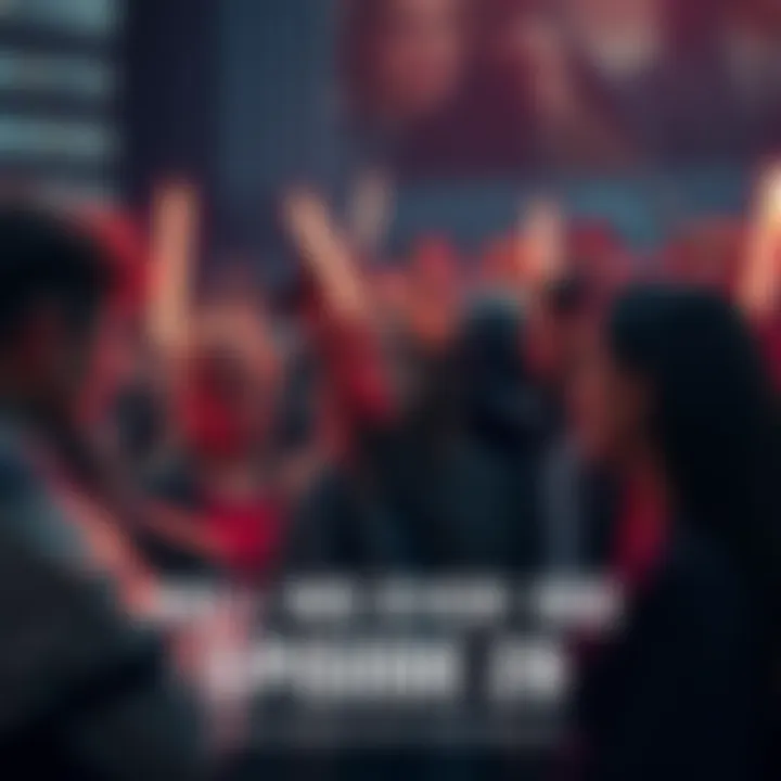Fans Discuss Episode 28 Release A group of fans gathered, discussing theories about the delayed release of Episode 28, showing mixed emotions of hope and disappointment.