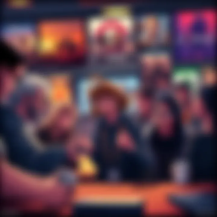 A group of fans animatedly discussing their favorite saga video games, with a focus on Life is Strange 2, surrounded by game posters and consoles.
