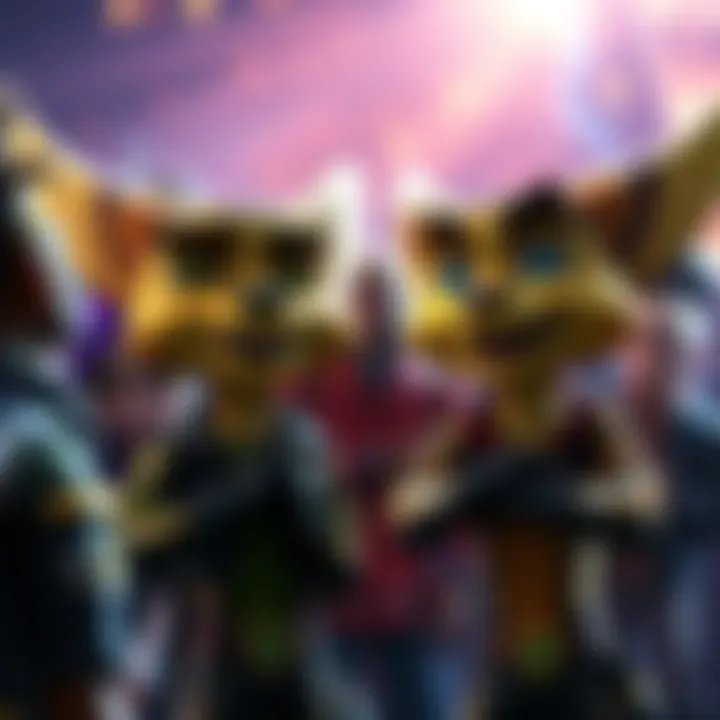 A group of fans enthusiastically talking about the new Ratchet & Clank movie, showcasing their excitement and love for the franchise.