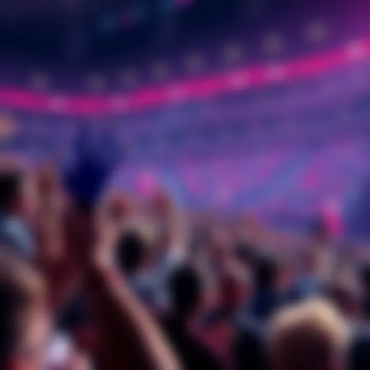 Crowd of enthusiastic fans celebrating Genji at a stadium event, showing excitement and unity among gaming supporters.