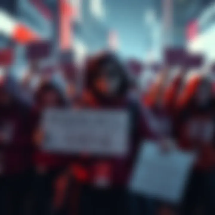 Group of fans expressing their desire for a new Mirror's Edge game, holding signs and wearing merchandise from the franchise.