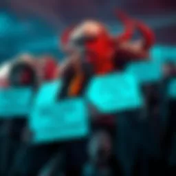 A group of fans expressing disappointment over the updates to Goliaths, holding signs that call for a return to original lore and representation