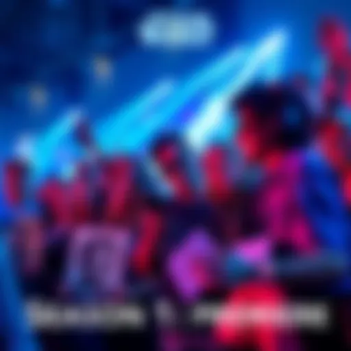 A group of excited fans gathered to discuss the upcoming Season 1 premiere, holding posters and wearing themed merchandise.