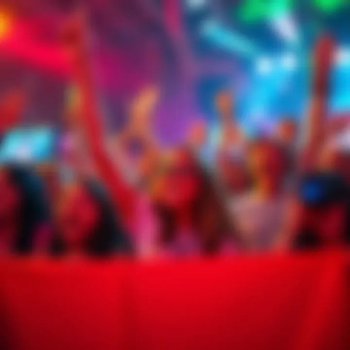 A group of fans joyfully celebrating Abby's rise in popularity on streaming platforms, holding banners and expressing excitement.