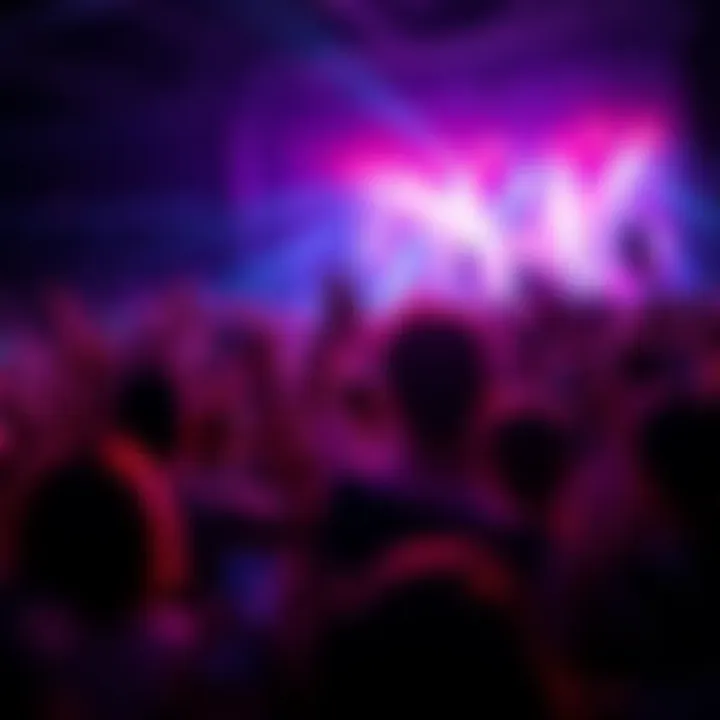 Crowd of excited fans cheering as an iconic figure makes a comeback on stage