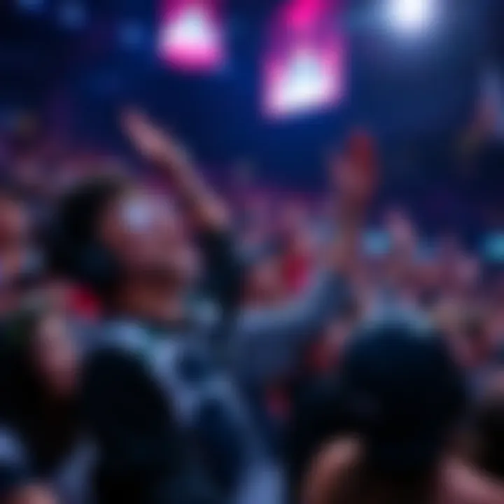 Crowd celebrating Elige's clutch play at the NA Major, showing excitement and support
