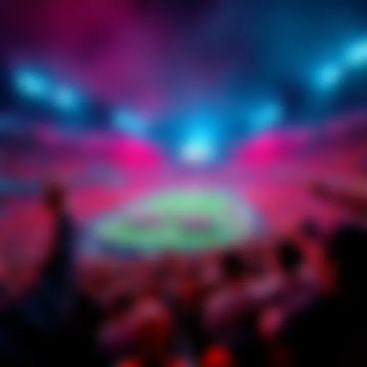 Excited crowd cheering for their teams during an intense game in a stadium