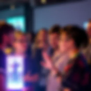 A diverse group of fans animatedly discussing their perspectives on fandom dynamics at a community event.