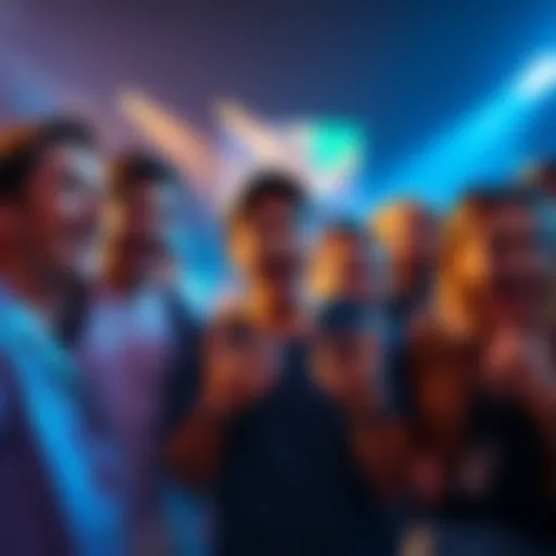 A group of fans discussing the intro sequence with expressions of excitement and curiosity