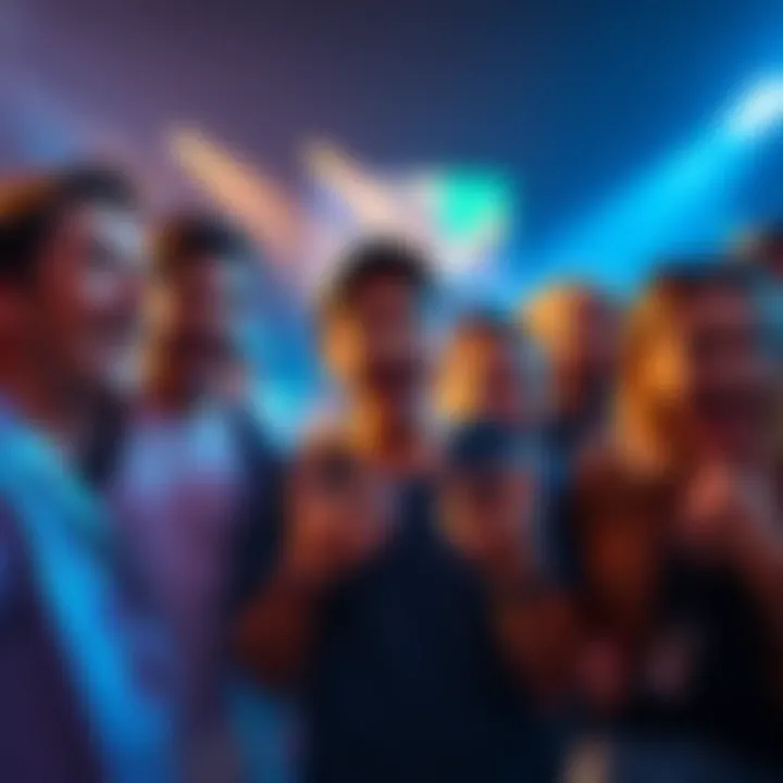 A group of fans discussing the intro sequence with expressions of excitement and curiosity