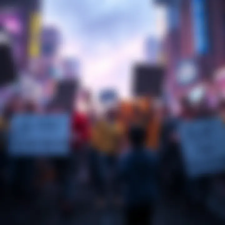 Group of fans holding banners and signs advocating for an Extended Edition of Detroit: Become Human for PS5