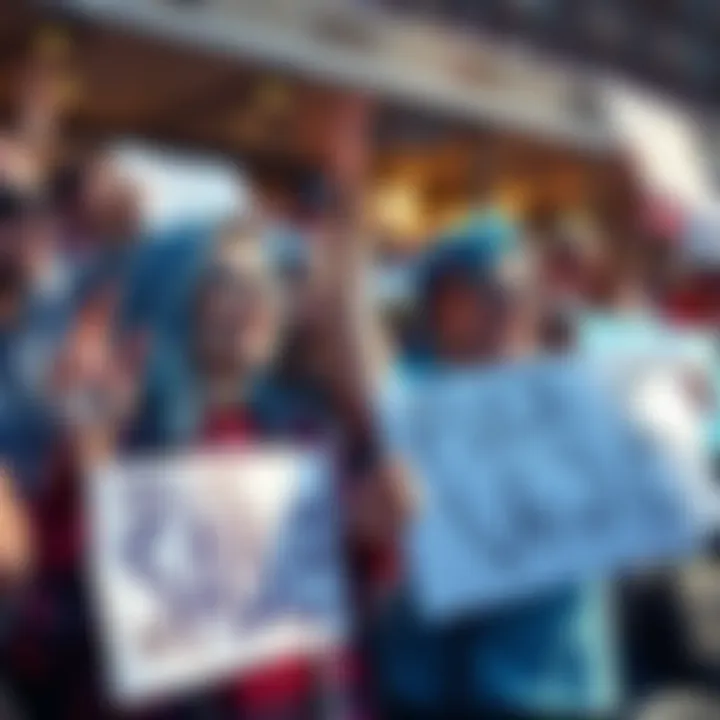 Fans cheering with signs for Sable and Vee at a Blue Haired Survivor event