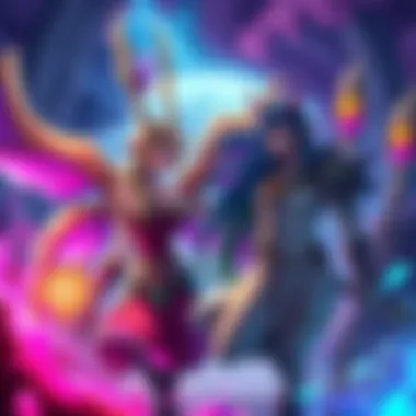 Colorful fantasy illustration showcasing two unique characters in a magical setting with detailed backgrounds.