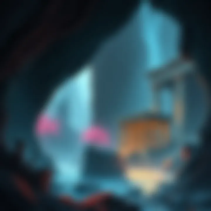 A vibrant illustration showing contrasting scenes from the Underdark and Greek mythology, featuring dark caves and ancient temples