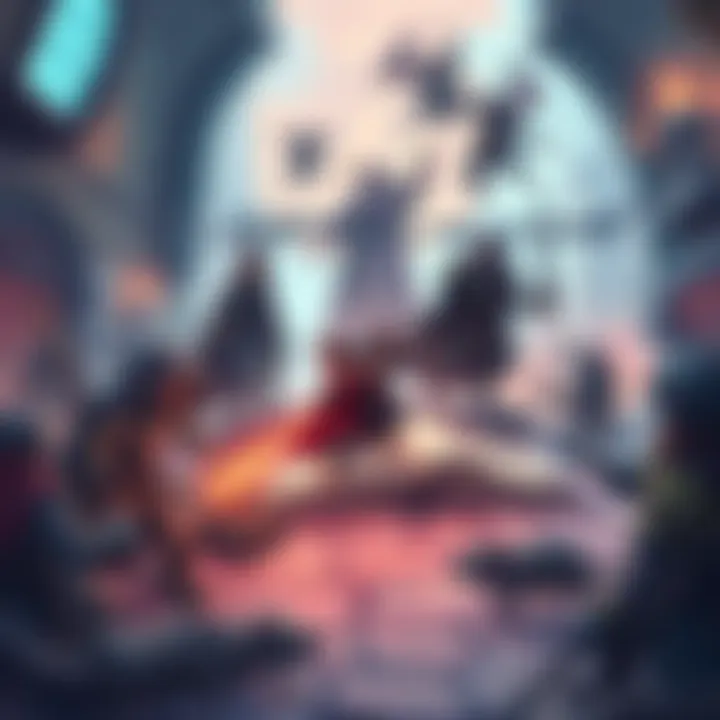 Fantasy roguelike game illustration An illustration of a fantasy roguelike game showing turn-based combat with a book-like interface. Characters engage in battles against unique enemies, including sentient rats. The scene highlights hand-drawn character portraits and strategic gameplay elements.