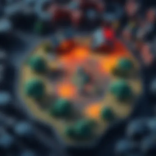 Fantasy Strategy Game Map A colorful top-down view of a hexagonal fantasy strategy game map featuring cute animations of units moving and trees being cut down.