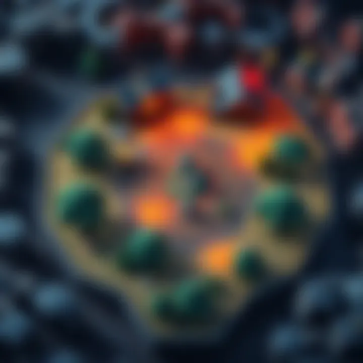Fantasy Strategy Game Map A colorful top-down view of a hexagonal fantasy strategy game map featuring cute animations of units moving and trees being cut down.
