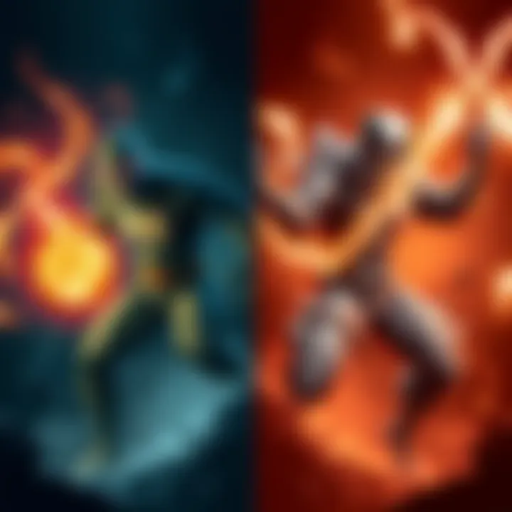 A side-by-side comparison of the Fantomex card and stronger cards like Man-Thing and Cosmic Ghost Rider, showcasing their stats and visuals.