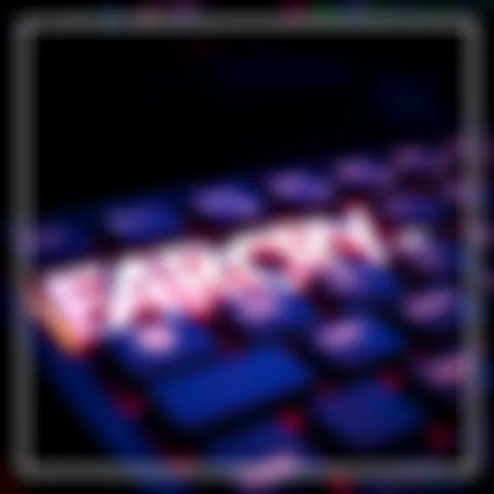 Close-up of a keyboard with game keys for Far Cry 5 being highlighted