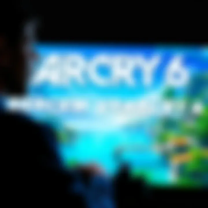 A gamer comparing gameplay from Far Cry 5 and Far Cry 6 on a console screen.