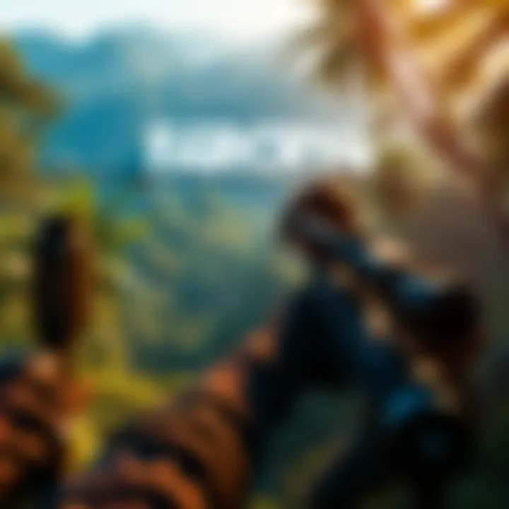 A player engaging in combat in a lush jungle setting of Far Cry 4, showcasing weapons and tactics.