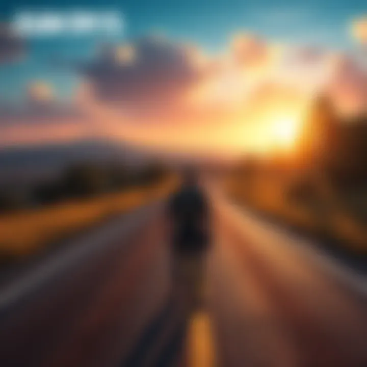 A character standing at a fork in the road, contemplating the choice between violence and walking away, with a serene landscape in the background.